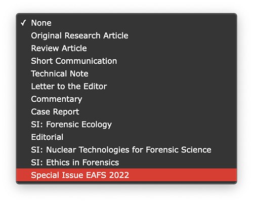 Settings for submitting paper to FSI.