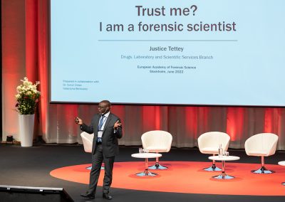 Plenary Speech by Dr. Justice Tettey, Chief, Laboratory and Scientific Section United Nations Office on Drugs and Crime (UNODC). Photo by Marcus Andrae.