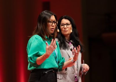 Helena Trolläng, Head of Department of National Forensic Centre, Swedish Police Authority, and Anna Olin Kardell, moderator of EAFS 2022, at Closing Ceremony. Photo by Marcus Andrae.cut the tape to declare the opening of EAFS 2022. Photo by Marcus Andrae.