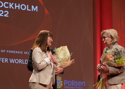 Micaela Rogersten, Conference Administration, EAFS 2022 Organising Committee receives flowers at the Closing Ceremony. Photo by Marcus Andrae.